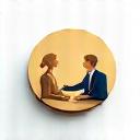 Icono de dos personas conversando en una mesa.